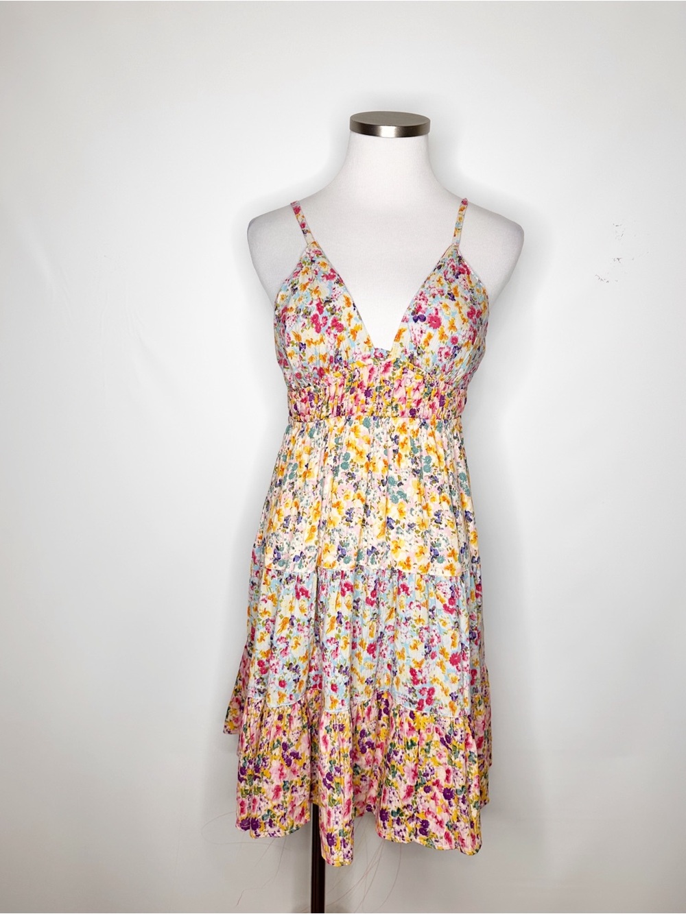 Angie Floral Tiered Sundress in Pastel Multi Peekaboo Size Large